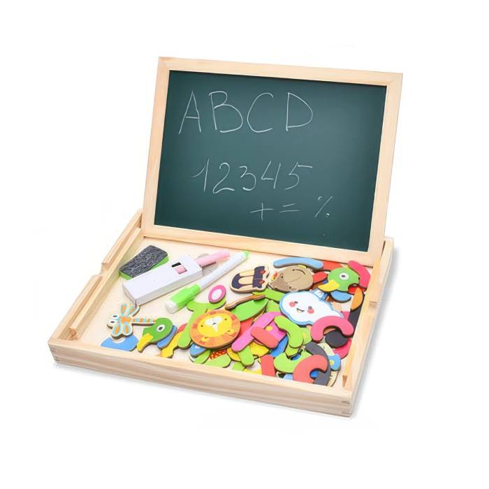 Детский развивающий центр-игрушка Tree Toys MD-0815 Деревянная магнитная доска с пазлами и для рисования