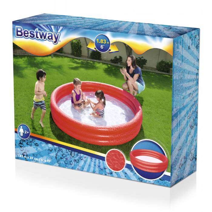 Дитячий надувний басейн на 183 х 33 см на 3 кільця для діток 480 л Bestway 51027 принт Мерехтіння