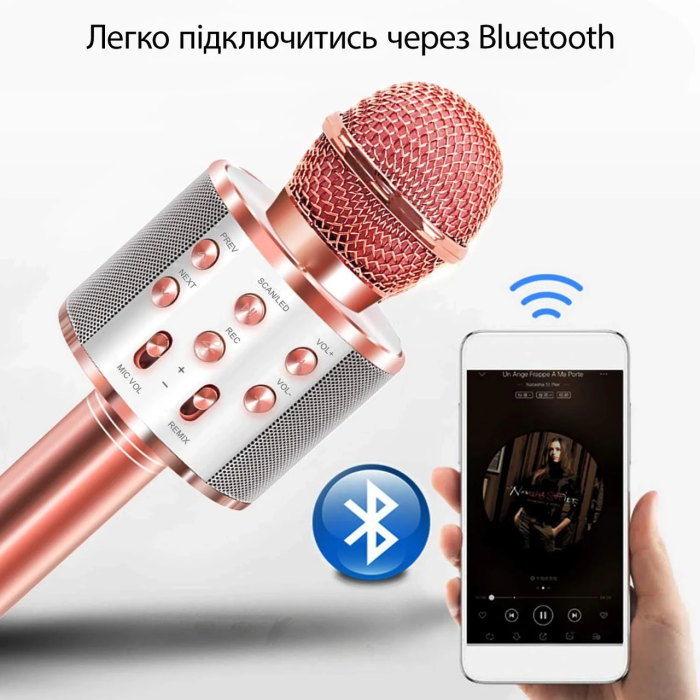 Бездротовий караоке мікрофон Wster WS-858 Bluetooth  Портативний караоке-мікрофон з динаміком