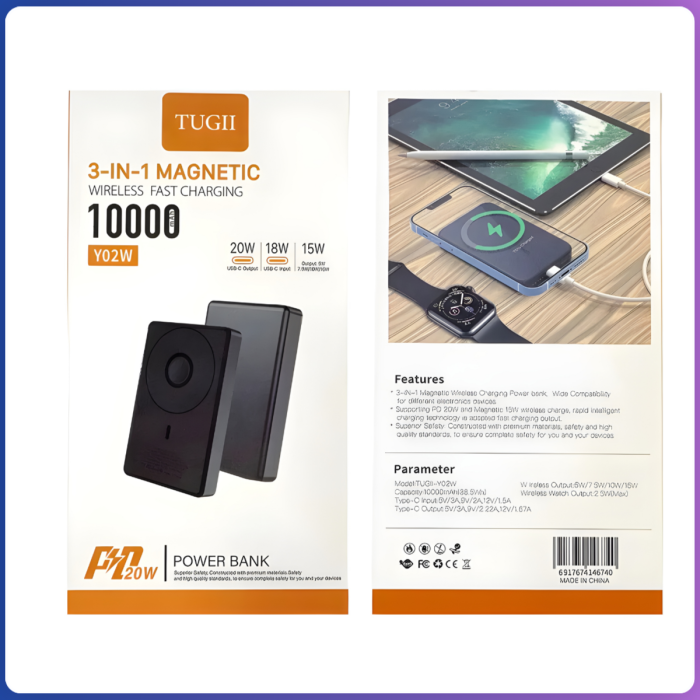 Power Bank 10000mAh з магнітним кріпленням MagSafe TUGII Y02W