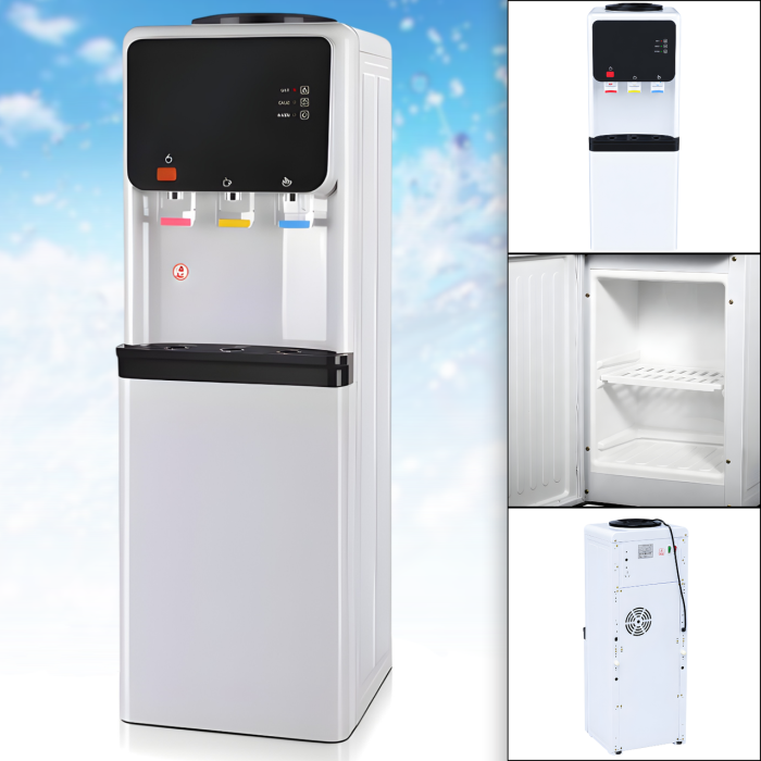 Підлоговий кулер для води TY-340 з нижньою шафкою та трьома краниками 1600W