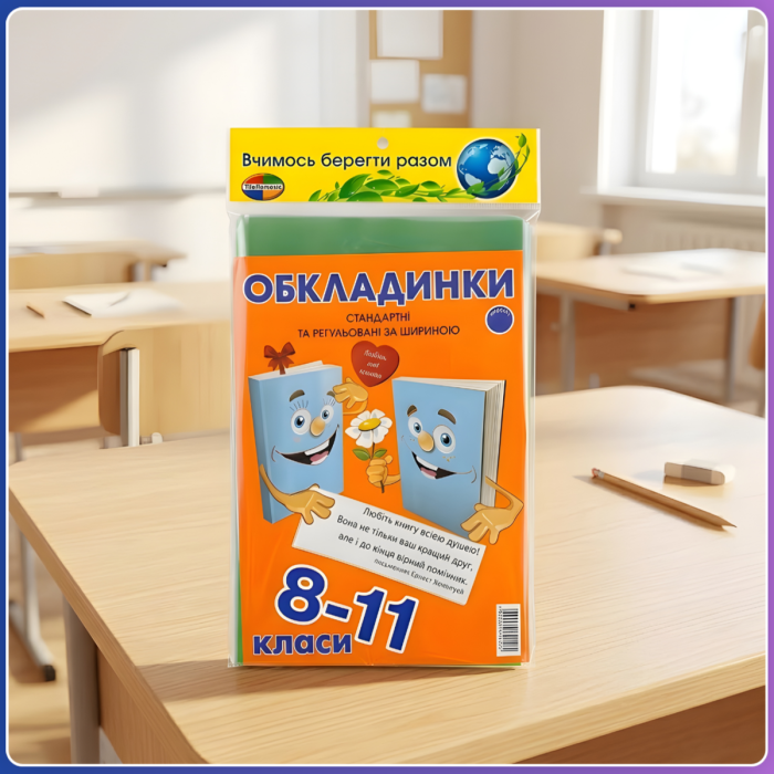 Обкладинки для шкільних підручників 8-11 класів з регульованою шириною із поліетилену