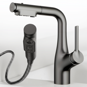 Кухонний змішувач із висувним виливом та поворотом на 360° Faucet CR-8429 Чорний