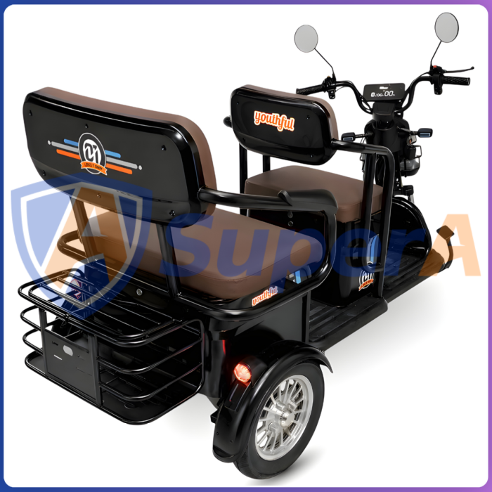 Електротрайк TRIVARO MAX 1000W з багажником, пасажирськими сидіннями та амортизацією Чорний