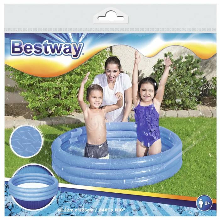 Дитячий надувний круглий басейн 122х25 см Bestway 51025 Басейн на 140 л із ненадувним дном Синій