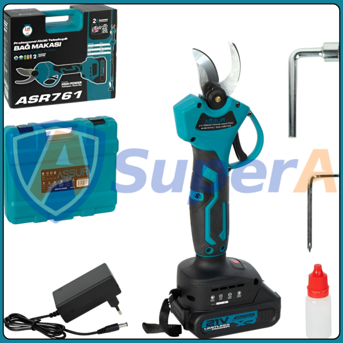 Аккумуляторный секатор 25 мм ASSUR ASR761 21V в кейсе