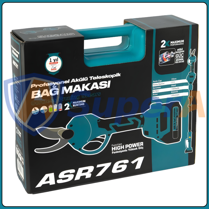 Аккумуляторный секатор 25 мм ASSUR ASR761 21V в кейсе