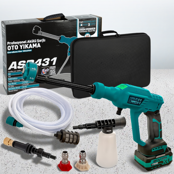 Аккумуляторная мойка высокого давления ASSUR ASR431 21V с двумя аккумуляторами