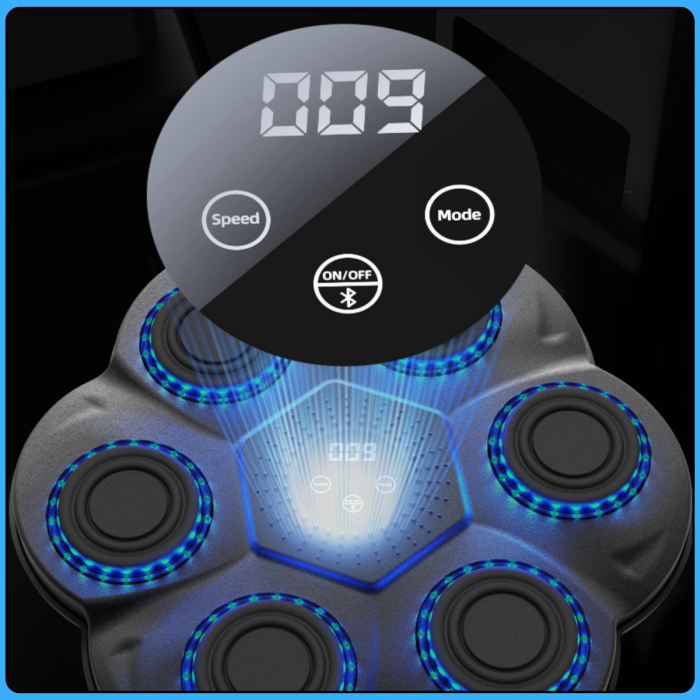 Настінний боксерський тренажер з LED-підсвічуванням, Bluetooth-колонкою та режимами тренування