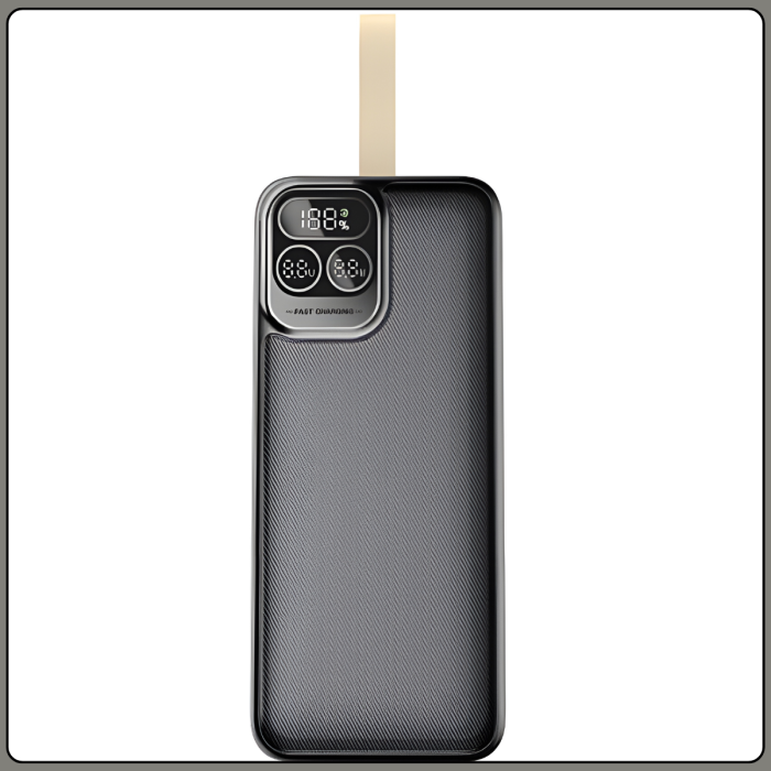 Повербанк 40000mAh с дисплеем и встроенными кабелями Type-C | Lightning KP KPG-401