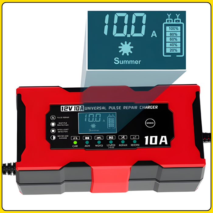 Зарядное устройство 12V/10A для аккумуляторов с LCD дисплеем M18689