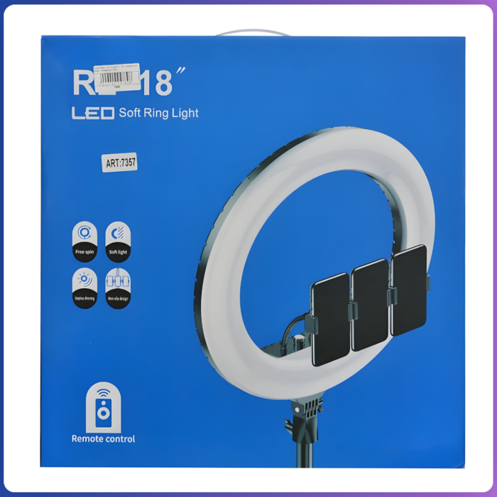 Кільцева LED-лампа RL-18 45 см на 3 кріпленнями з пультом