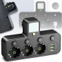 Мережевий фільтр на 3 розетки з 2xUSB, Type-C та підсвічуванням 2500Вт