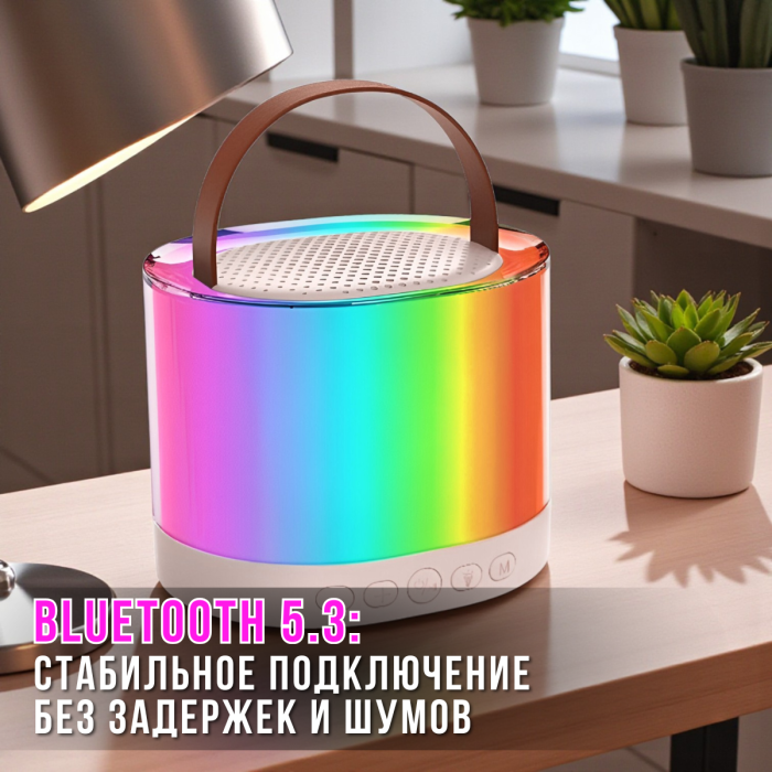 Портативна Bluetooth-колонка з двома мікрофонами та RGB-підсвічуванням K52 Рожева