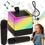 Беспроводная Bluetooth колонка с RGB подсветкой и 2 караоке микрофонами Music Hi Черный