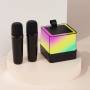 Беспроводная Bluetooth колонка с RGB подсветкой и 2 караоке микрофонами Music Hi Черный