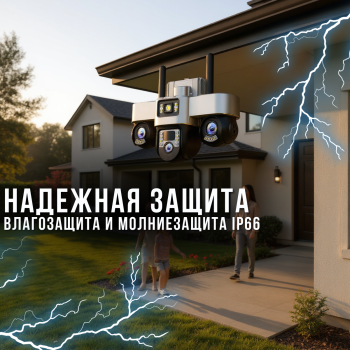 Камера відеоспостереження 4G зі світлозвуковою сигналізацією та 3 об'єктивами Smart Net V380