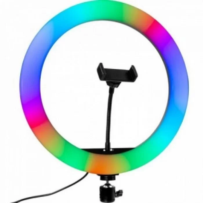 Кільцева світлодіодна міні RGB лампа MJ33 1 кріплення для телефону з пультом 33 см