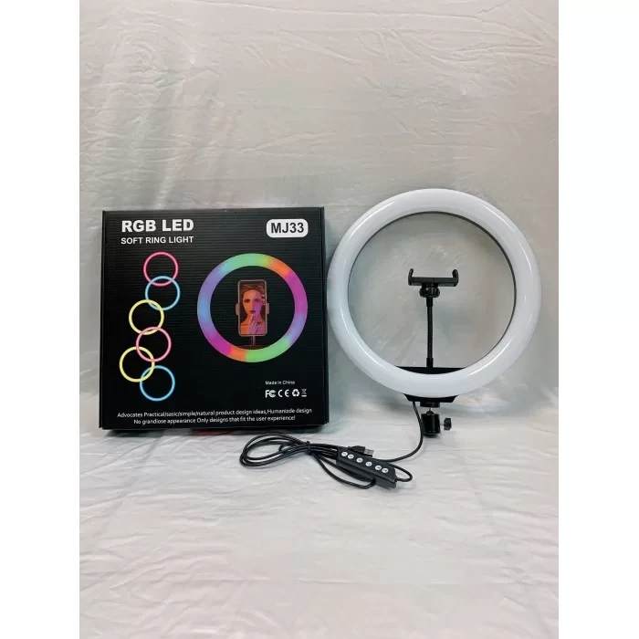 Кільцева світлодіодна міні RGB лампа MJ33 1 кріплення для телефону з пультом 33 см