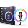 Кільцева світлодіодна міні RGB лампа MJ33 1 кріплення для телефону з пультом 33 см