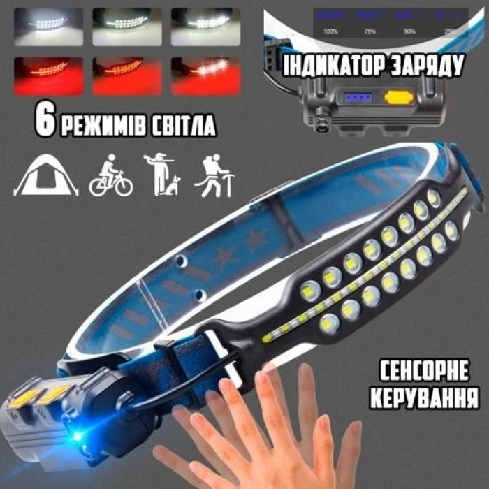 Світлодіодний налобний ліхтар із сенсорним керуванням W-690-2