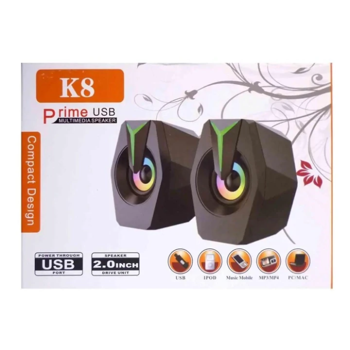 Настільні колонки комп'ютерні c RGB підсвічуванням MUSIC DJ K8 Mini Компактні колонки з гарним звуком