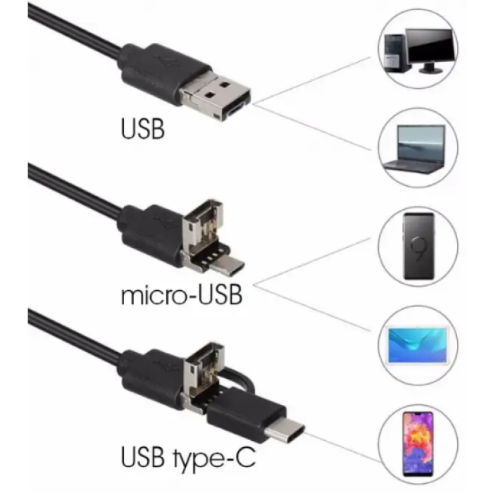 Камера Endoscope 2 м Android Micro-Usb Гнучка камера ендоскоп з підсвіткою