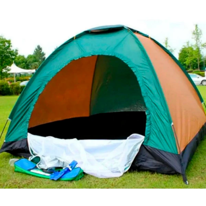 Намет туристичний 1-місний 2x1 м Easy-Camp Намет з москітною сіткою Зелено-оранжева