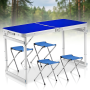 Посилений туристичний складаний стіл для пікніка та 4 стільці Folding Table Синій Стіл із стільцями для дачі