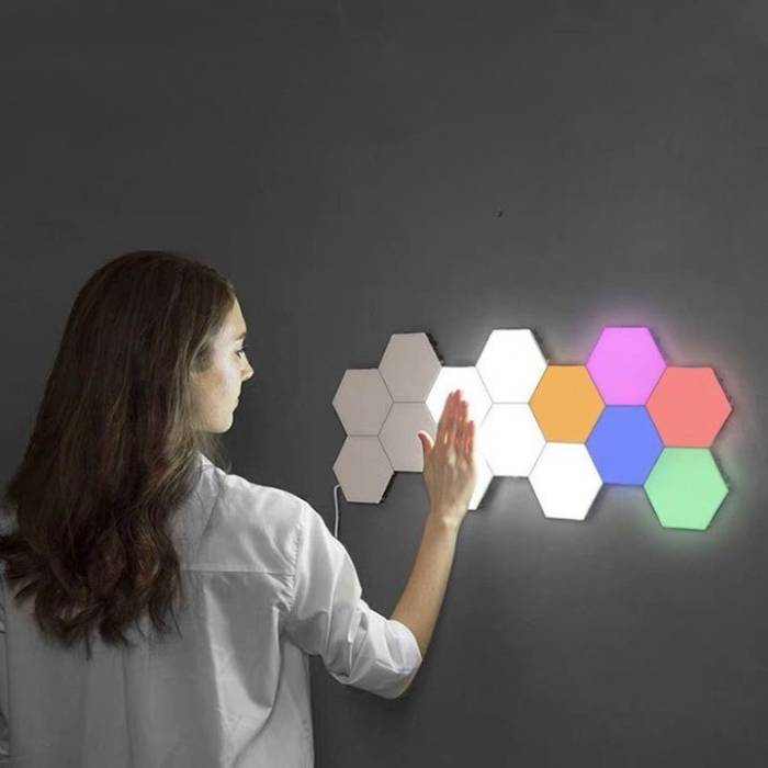 Модульная настенная светодиодная RGB лампа 6 шт. с питанием батареек и пультом управления Led Lighted