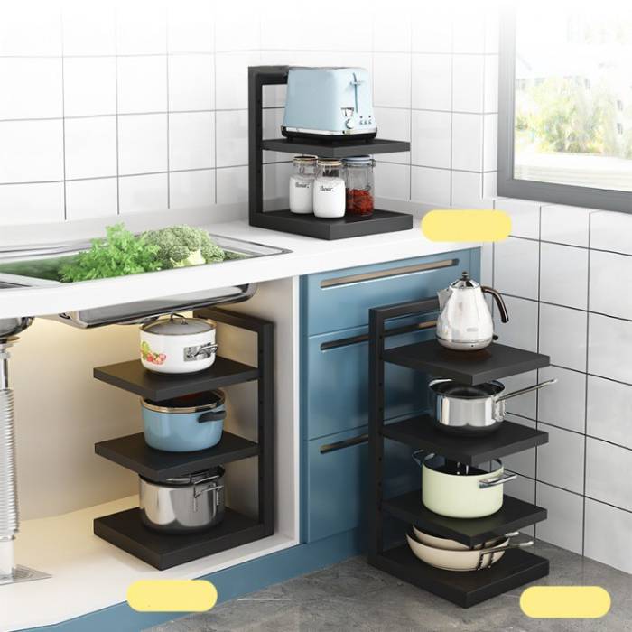 Стелаж-полиця для каструль та сковорідок  Kitchen shelf Універсальна полиця на 3 рівня для дому 42х26.5х22 см