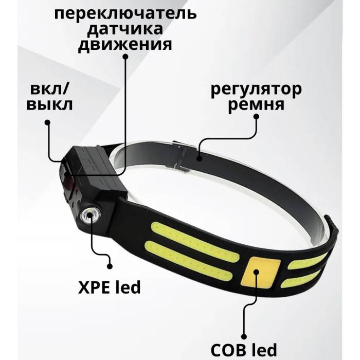 Фонарик налобный с датчиком движения и 4 режимами свечения Bailong CB-6104