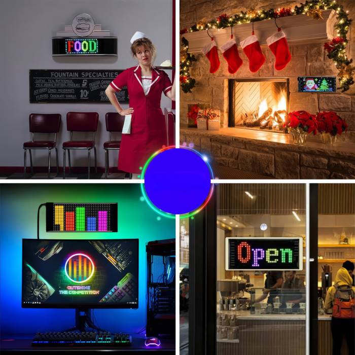 Світлодіодна гнучка RGB панель-екран 70х173 мм з керуванням від додатку та пульта LED Matrix Panel 16x32