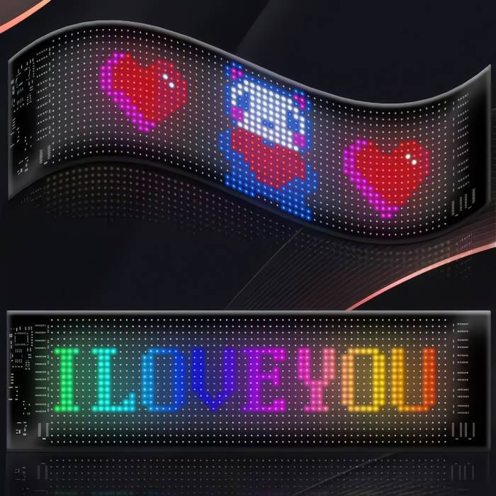 Світлодіодна гнучка RGB панель-екран 70х173 мм з керуванням від додатку та пульта LED Matrix Panel 16x32