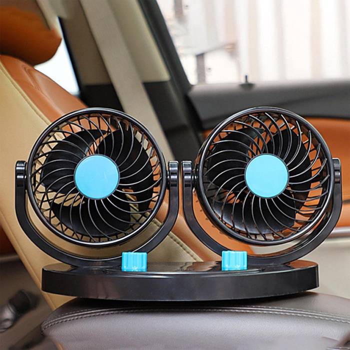 Двойной автомобильный вентилятор 5 дюймов на 12V от прикуривателя с регулятором скорости MITCHELL Черный
