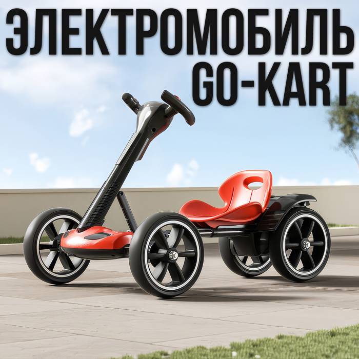 Складний електромобіль на акумуляторі 6V 4.5Ah з регульованою рамою Go-Kart Червоний