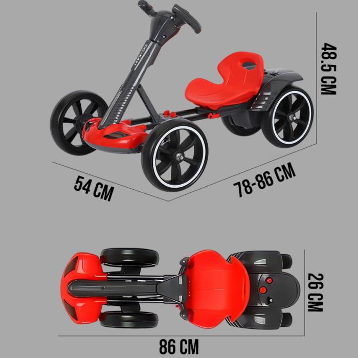Складний електромобіль на акумуляторі 6V 4.5Ah з регульованою рамою Go-Kart Червоний