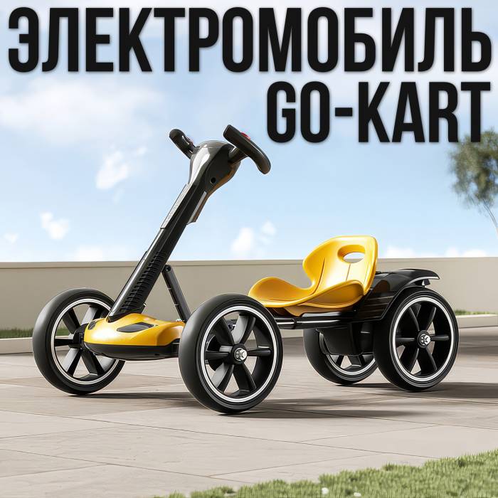 Складний електромобіль на акумуляторі 6V 4.5Ah з регульованою рамою Go-Kart Жовтий