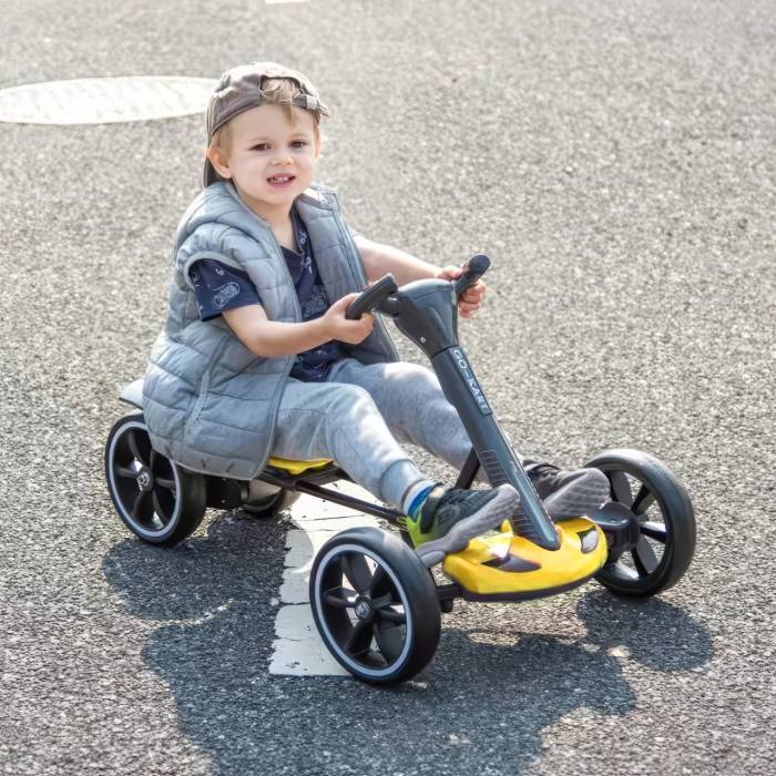 Складний електромобіль на акумуляторі 6V 4.5Ah з регульованою рамою Go-Kart Жовтий