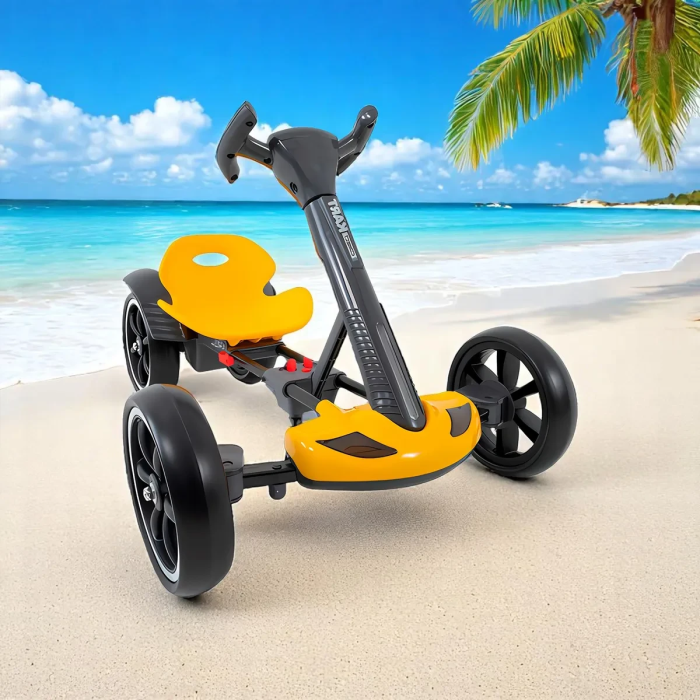 Складний електромобіль на акумуляторі 6V 4.5Ah з регульованою рамою Go-Kart Жовтий