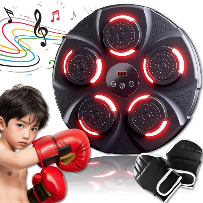 Тренировочный боксерский тренажер с музыкой и подсветкой 9 режимов Music Boxing Настенная мишень для бокса