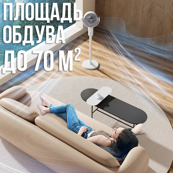 Акумуляторний підлоговий вентилятор на 5 швидкостей з таймером і регульованою висотою Midsummer