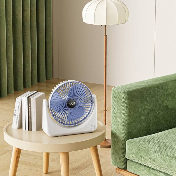 Настольный мини-вентилятор с питанием от аккумулятора на 3 скорости Fan Portable Бело-Голубой