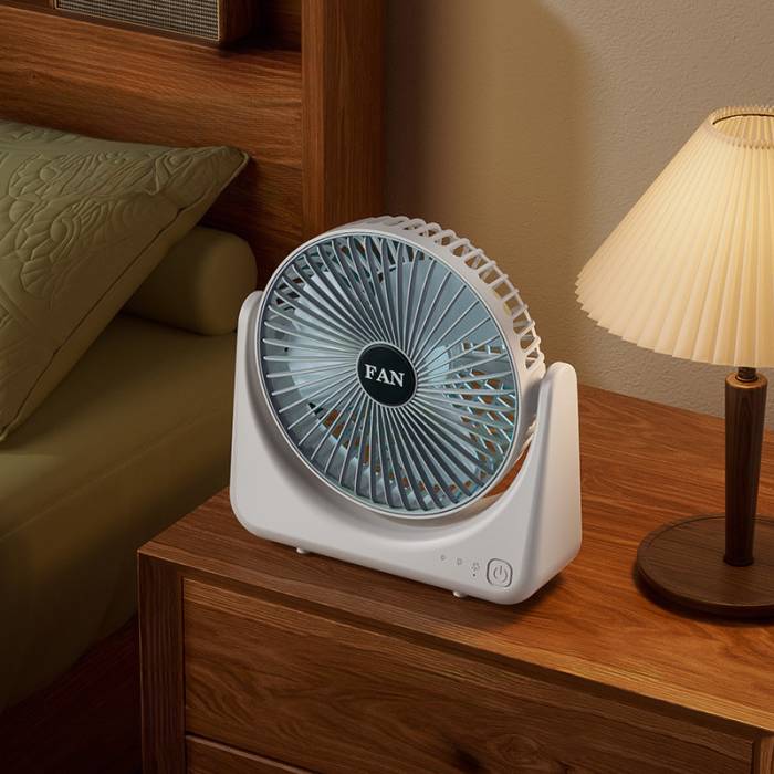 Настольный мини-вентилятор с питанием от аккумулятора на 3 скорости Fan Portable Бело-Голубой
