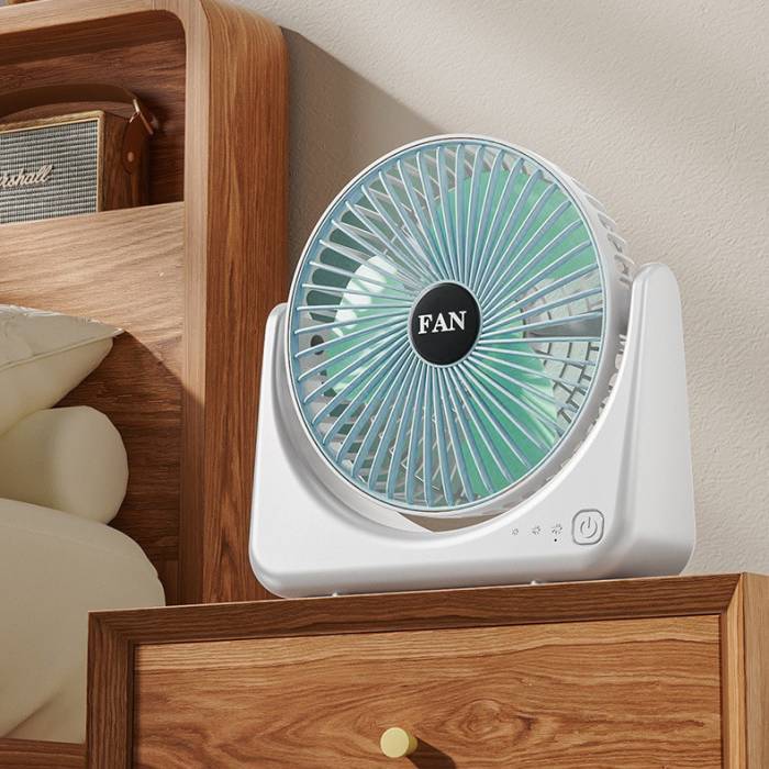 Настольный мини-вентилятор с питанием от аккумулятора на 3 скорости Fan Portable Бело-Голубой