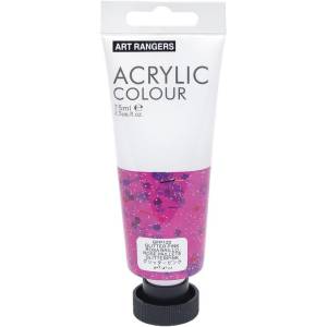 Акрилова фарба рожевого кольору з глітером у тубі на 75 мл Art Ranger Acrylic 120 Glitter
