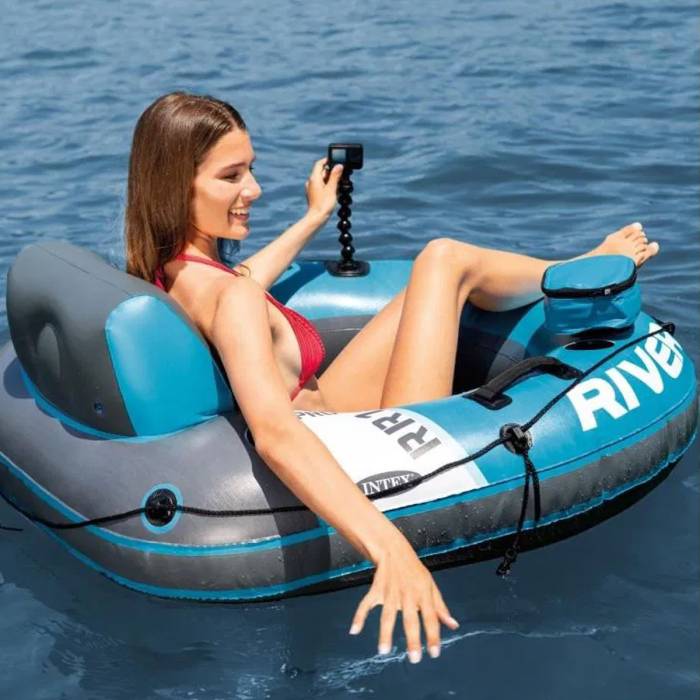 Надувний плотик 55 x 132 x 140 см для плавання та відпочинку на воді Intex 56843 Пліт із утримувачем для телефону