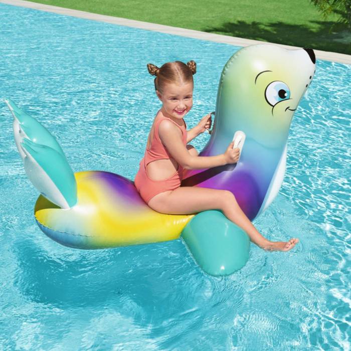 Надувний пліт з ручками у вигляді Тюленя 157х114 см для плавання Bestway 41479 Плотик дитячий