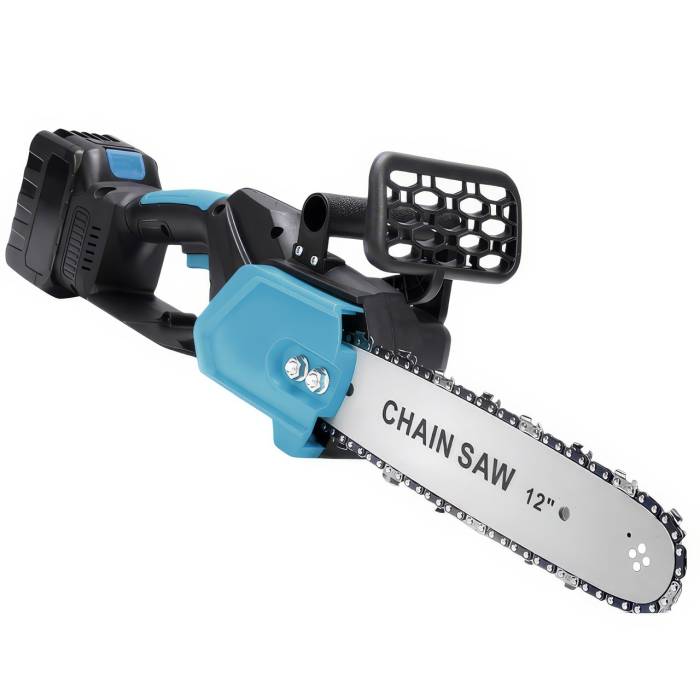 Ланцюгова пила з шиною 12 дюймів і 2 акумуляторами 48В в кейсі Electric Saw Blue