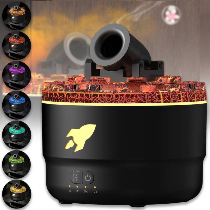 Зволожувач повітря у вигляді Башти з гарматою на 280 мл з RGB підсвічуванням Чорний